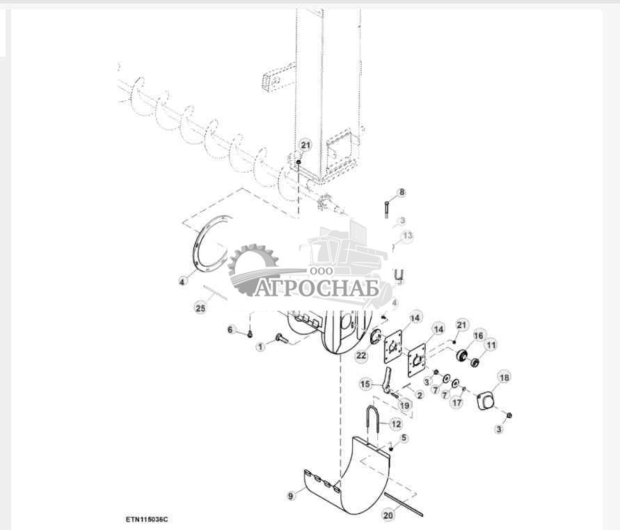 Башмак элеватора чистого зерна, рис 